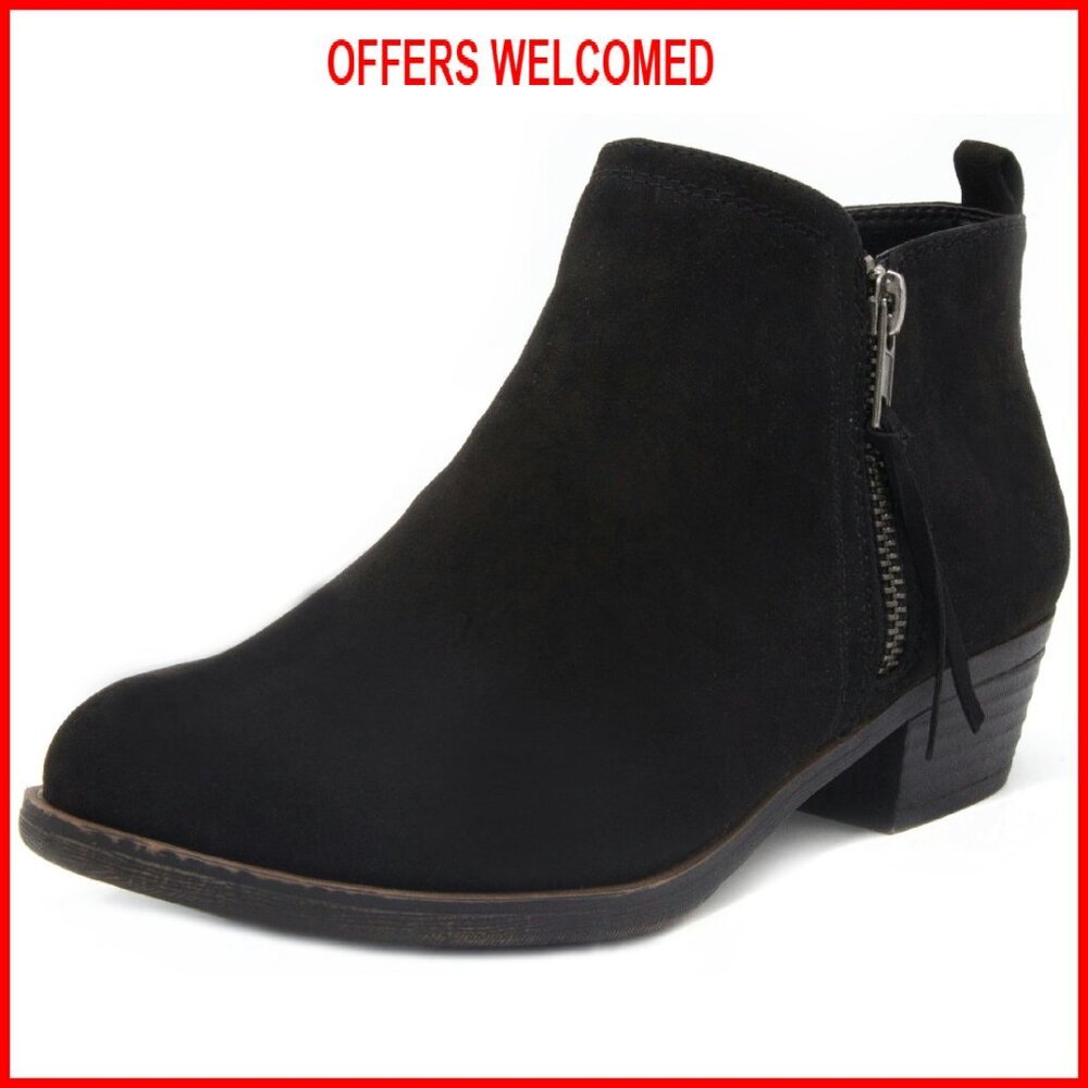 Women's Ankle Bootie With 1.5 Inch Heel, Zip Closure, Pull Tab